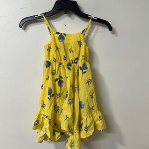 Tahari Yellow and Blue Ruched Ruffled Sundress